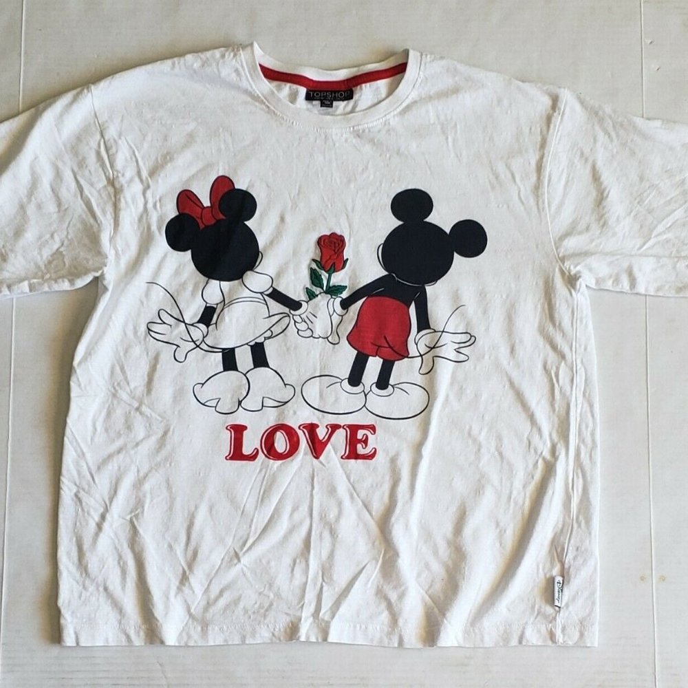 Topshop Disney Womens 8 T-shirt Top Love Minnie Mickey Mouse